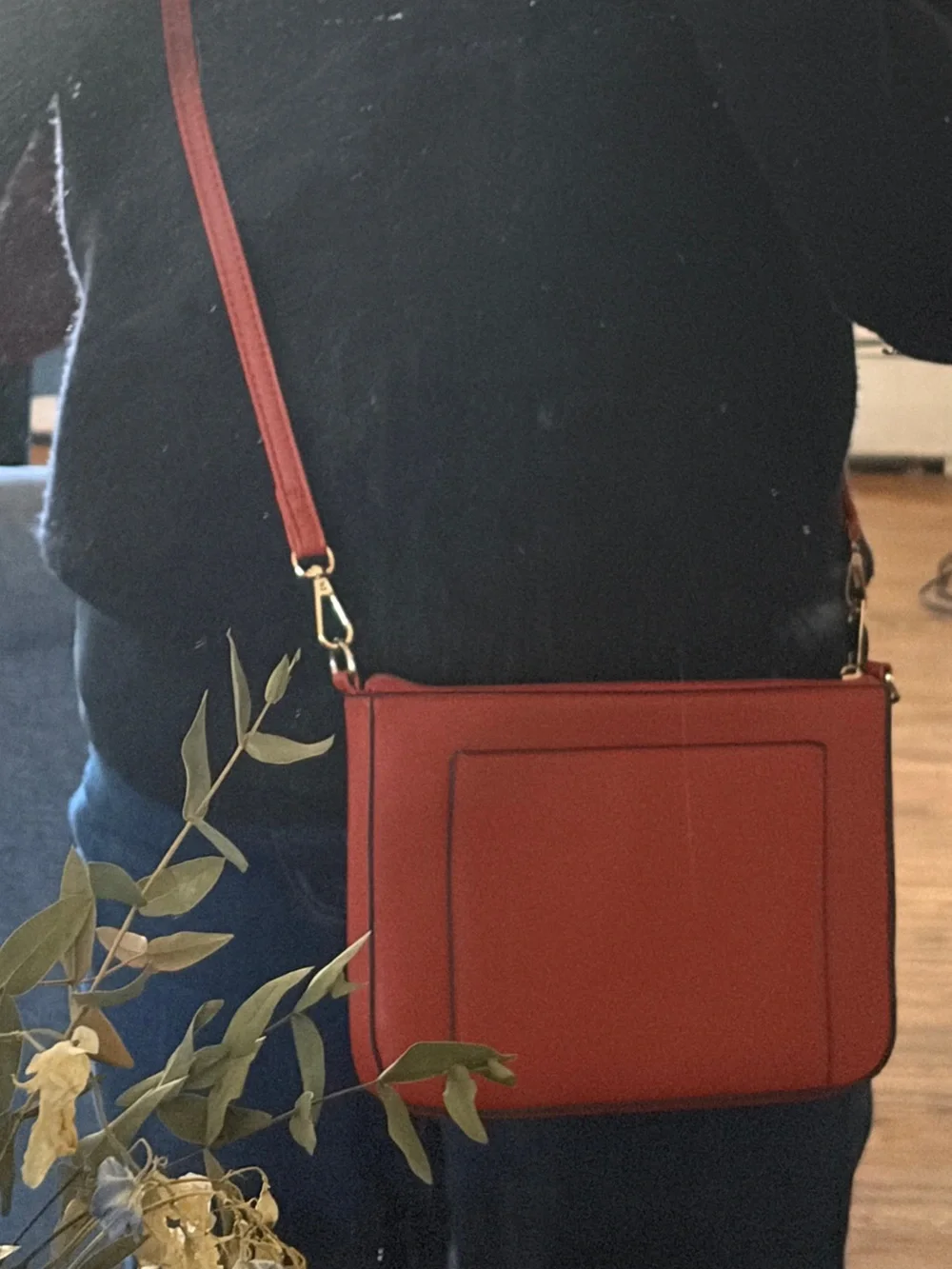 Orange Crossbody Shoulder Bag - Women's Leather-Style Purse